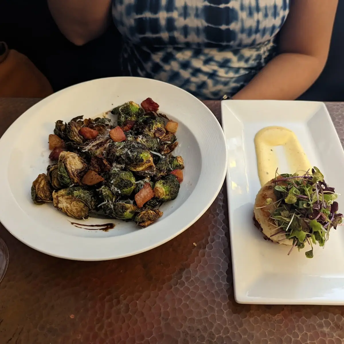 Brussel Sprouts and Crab Cakes