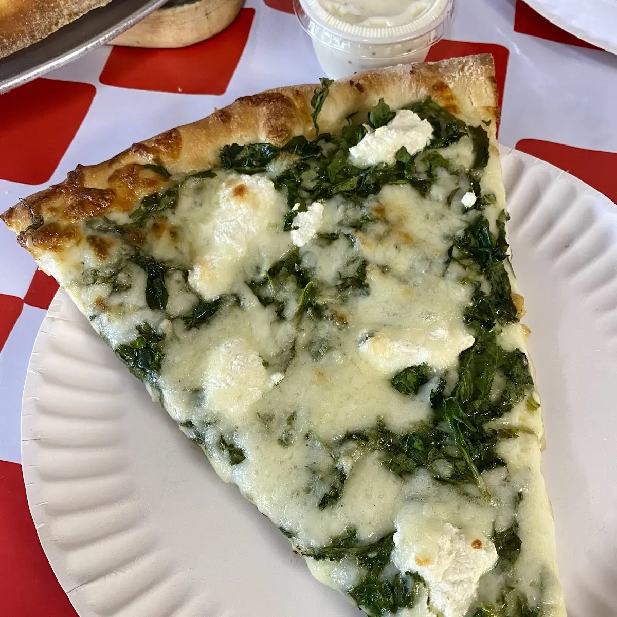 White Spinach Pizza Slice