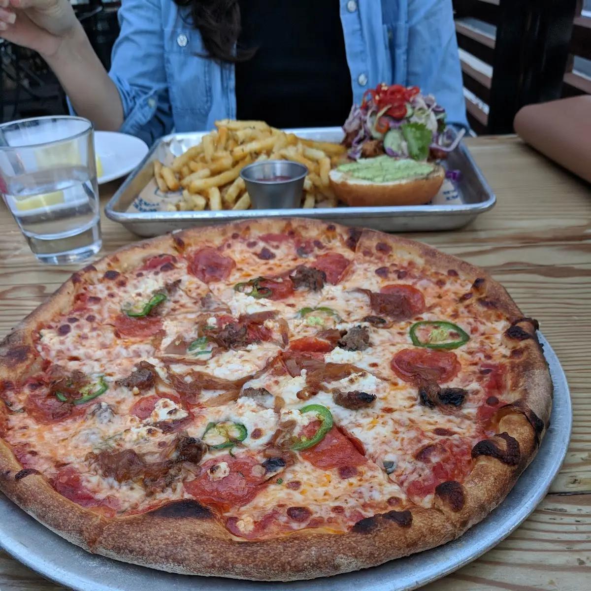 Kitchen Special Pizza and Fried Chicken Sandwich