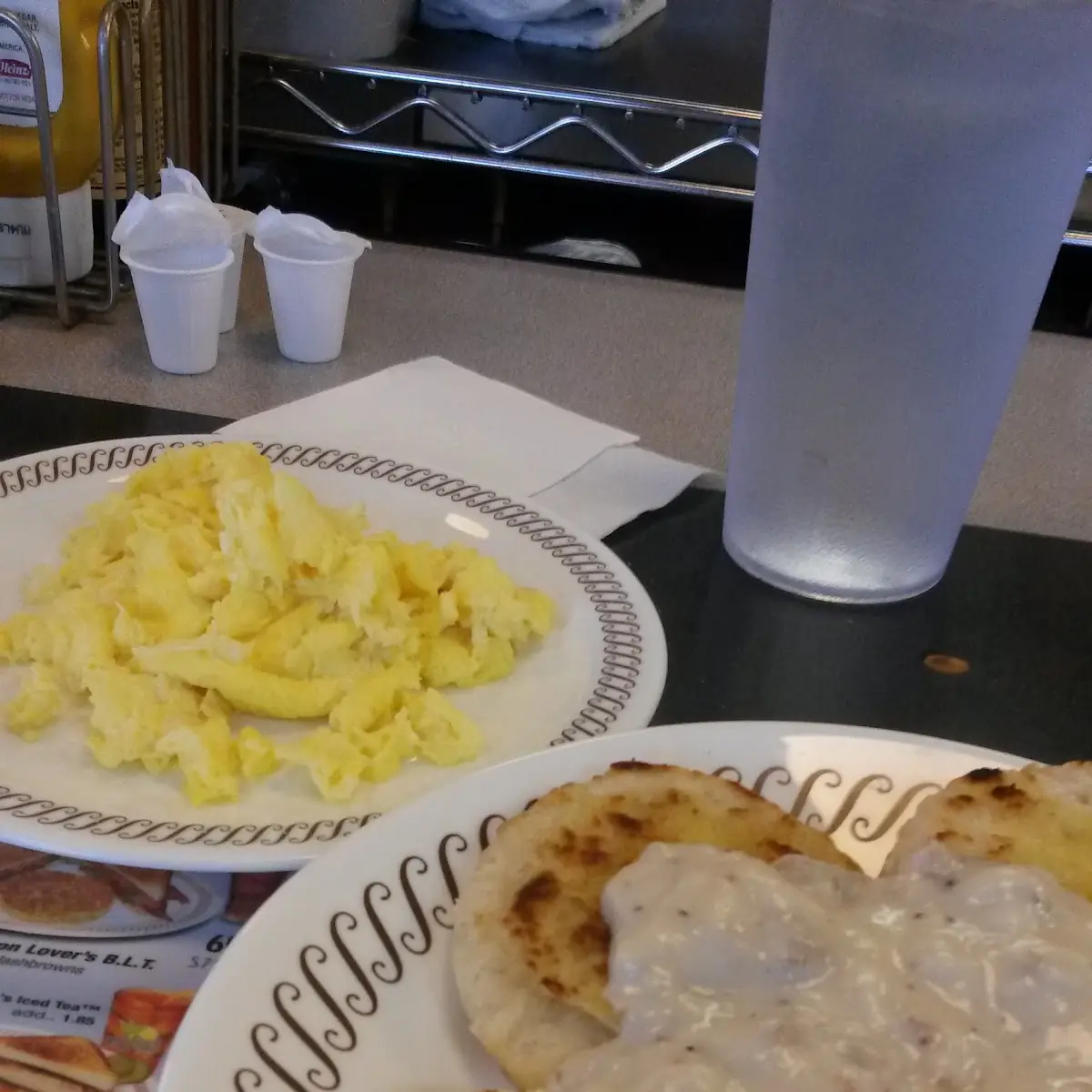 Scrambled Eggs and Biscuits and Sausage Gravy