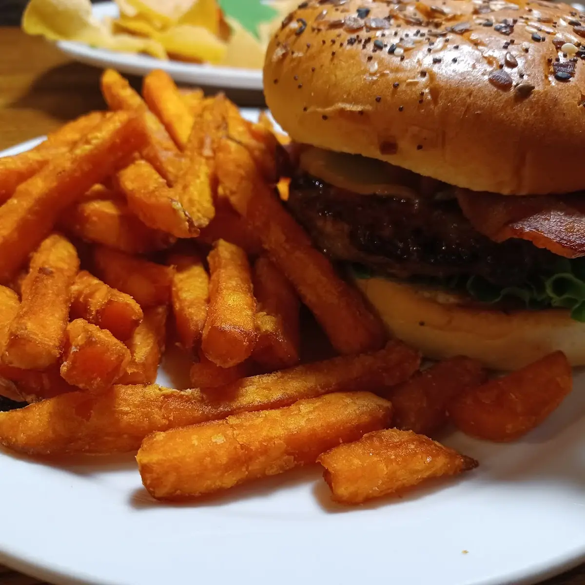 Baron Burger with Sweet Potato Fries
