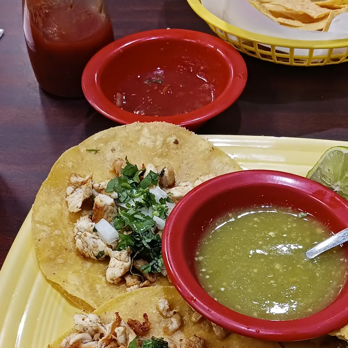3 Corn Tortilla Chicken Tacos De Pollo
