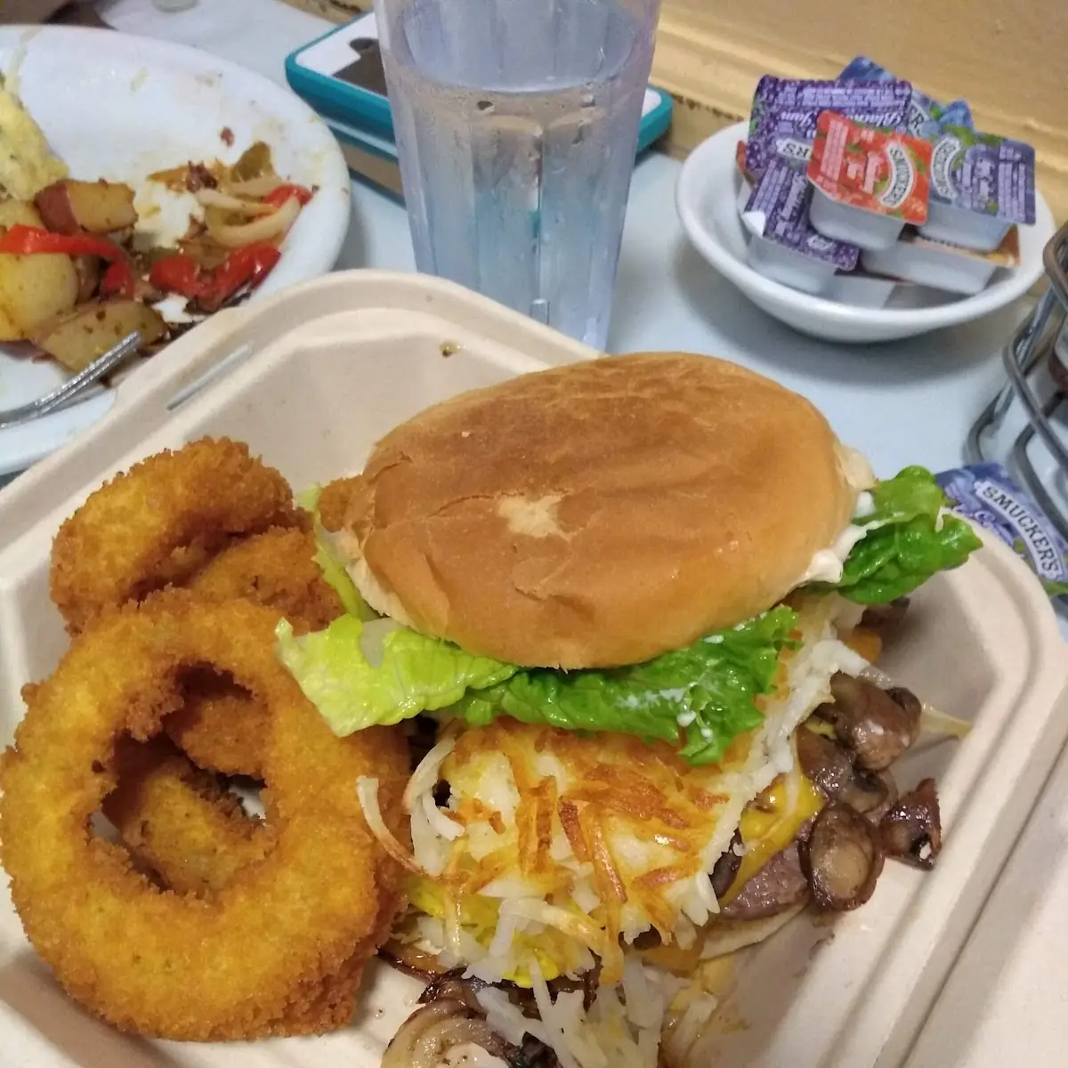 Cowboy Burger with Onion Rings