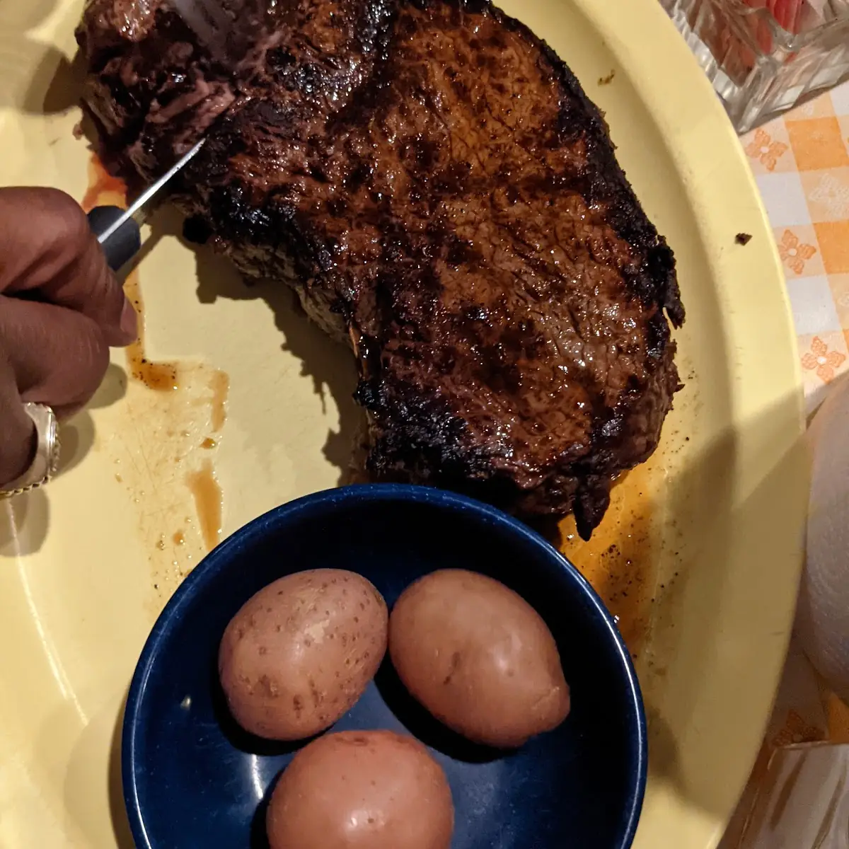 Cowboy Ribeye Steak and Potatoes