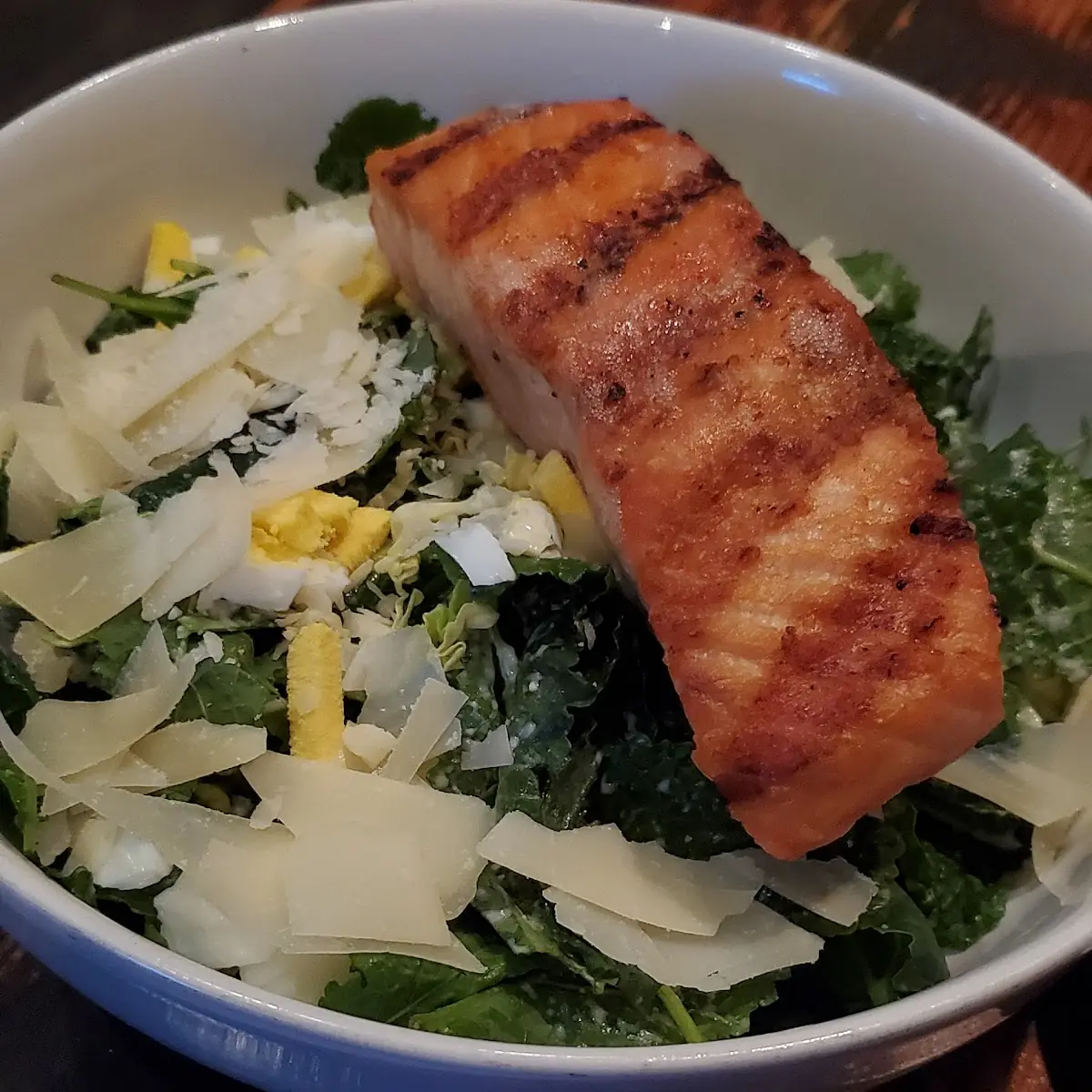 Kale Caesar Salad with Salmon