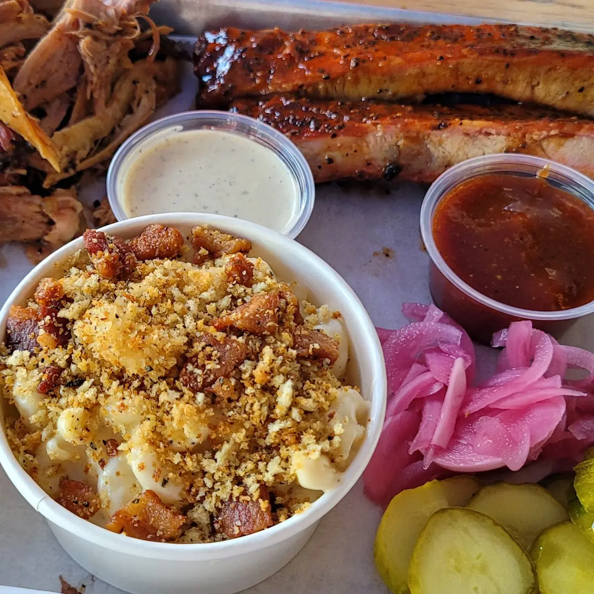 Pulled Pork Ribs Elote Mac and Cheese