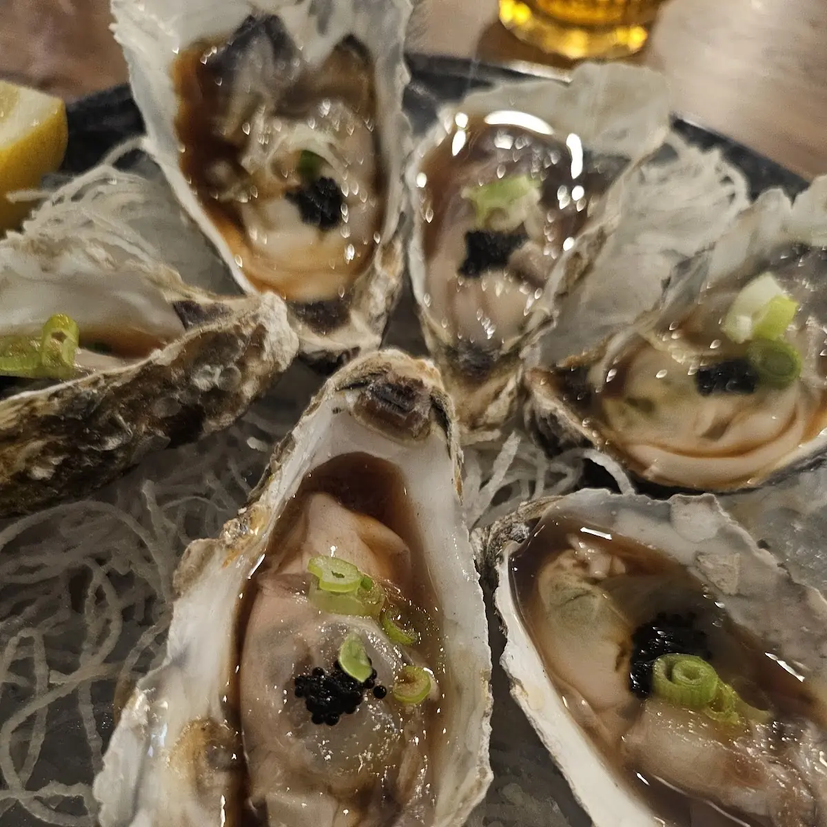 Fresh Oysters with Lemon and Sauce