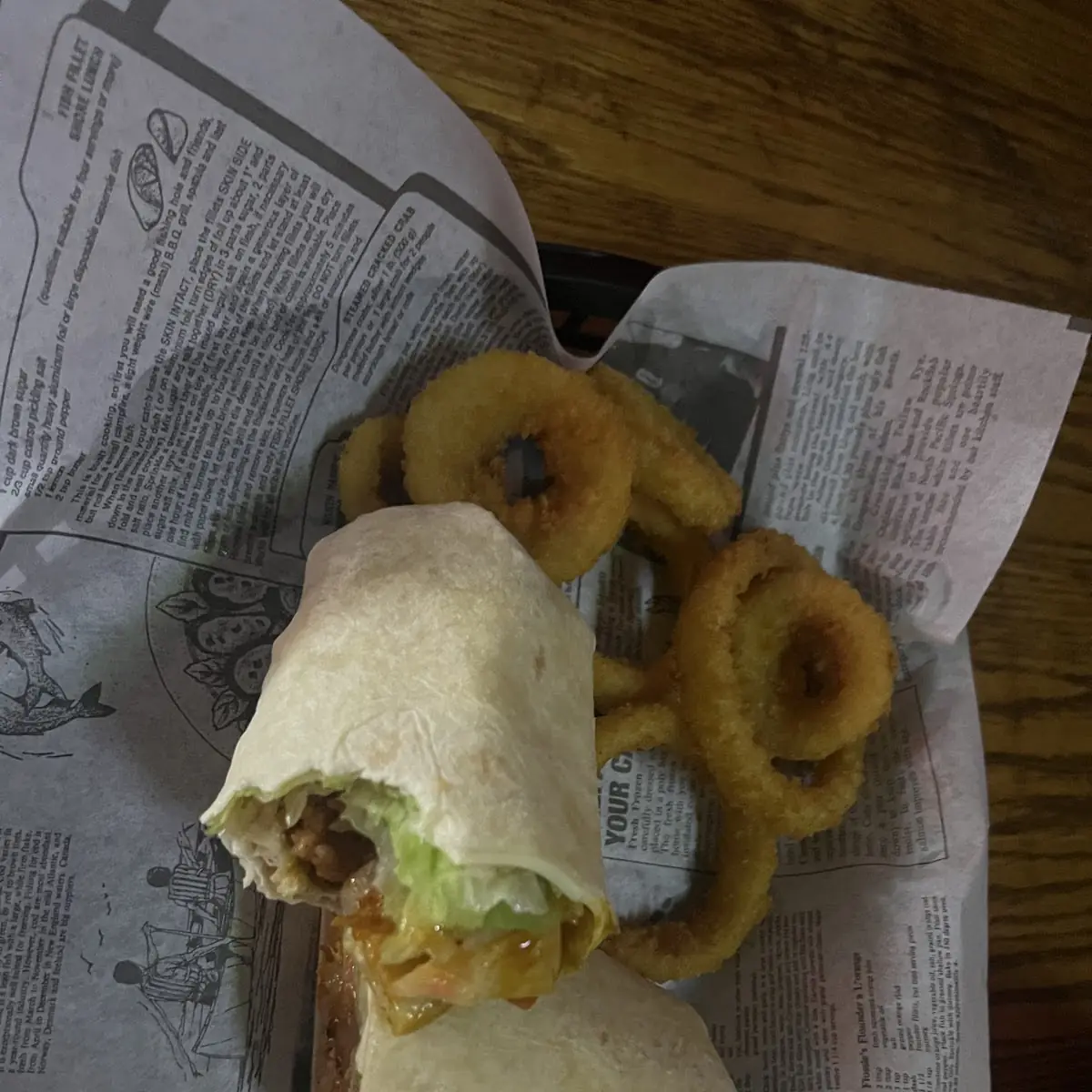 Steak Wrap with Onion Rings