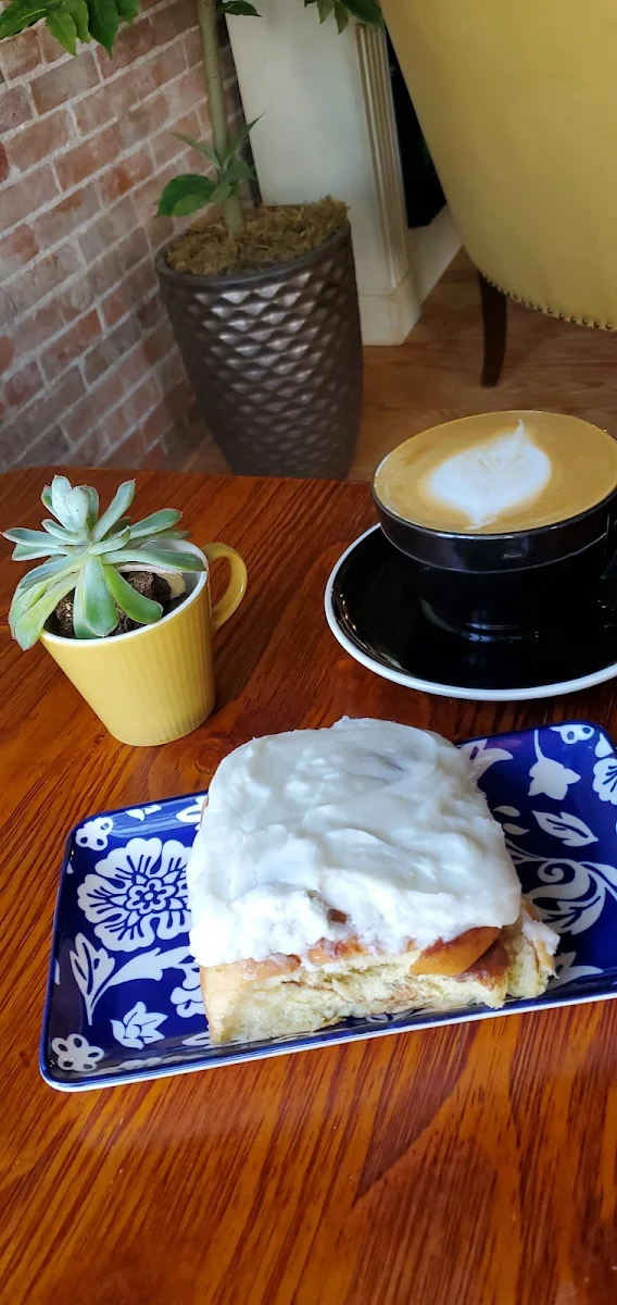 Cinnamon Roll and Latte