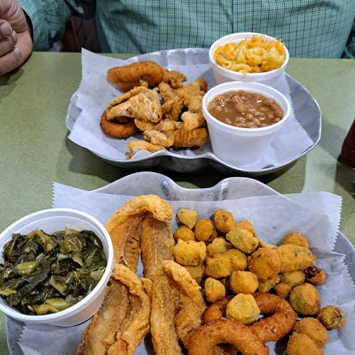 Fried Fish Okra and Collards