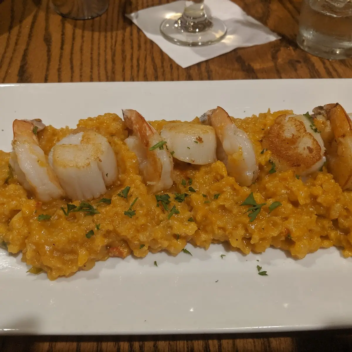 Pan Seared Shrimp & Scallops with Lobster Risotto