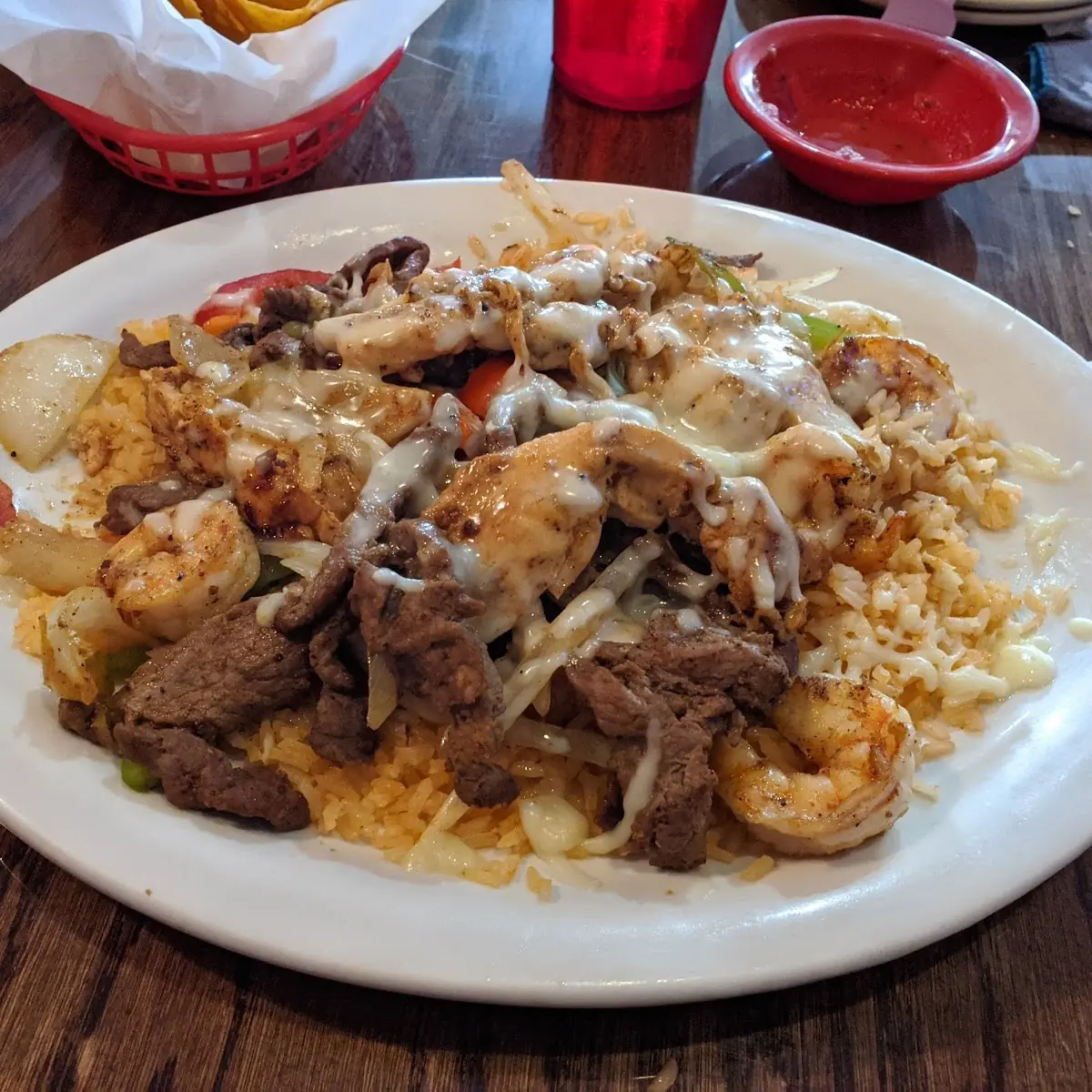 Arroz Con Pollo Steak and Shrimp