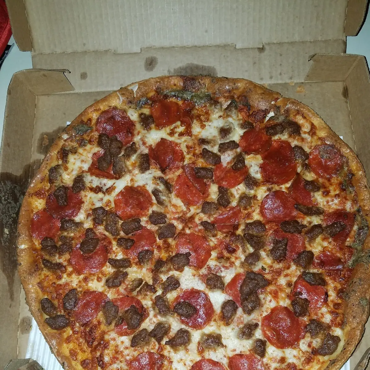 Thin Crust Sausage and Pepperoni with Extra Cheese