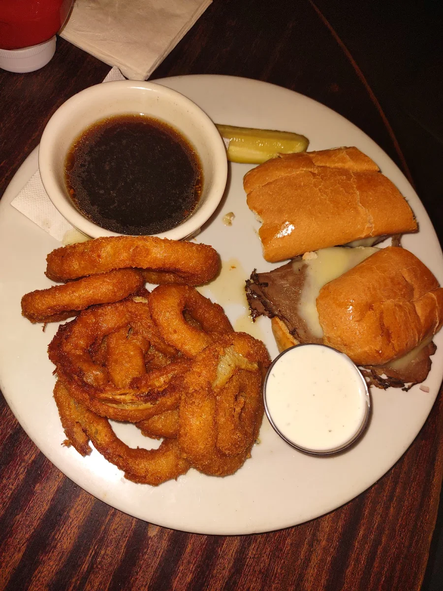 French Dip with Onion Rings