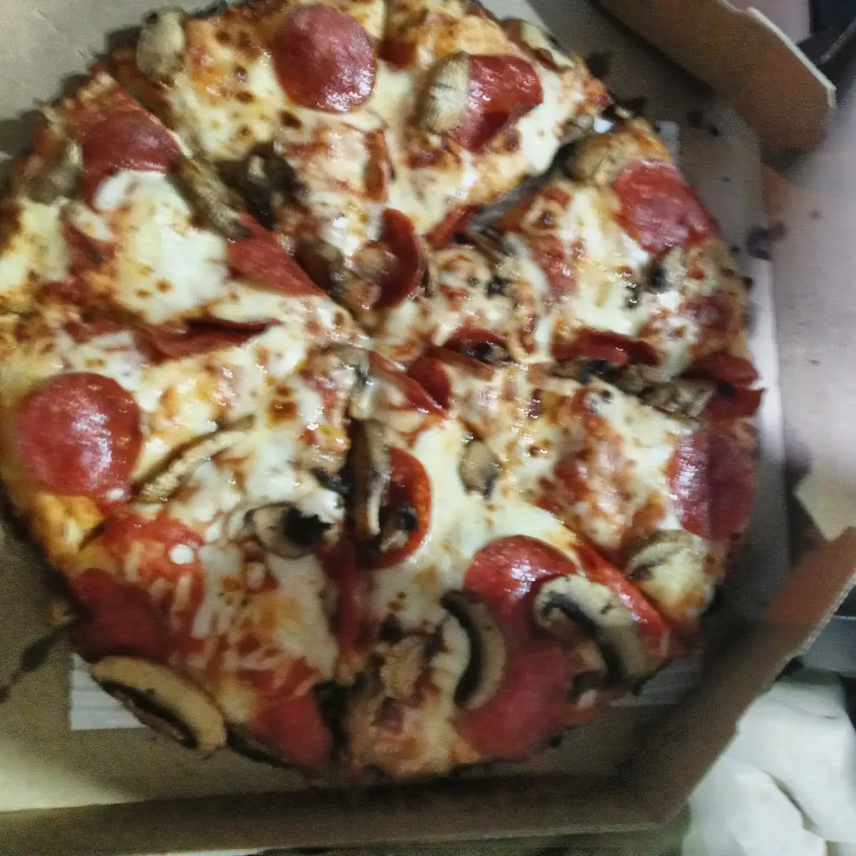 Pepperoni Pizza with Mushrooms