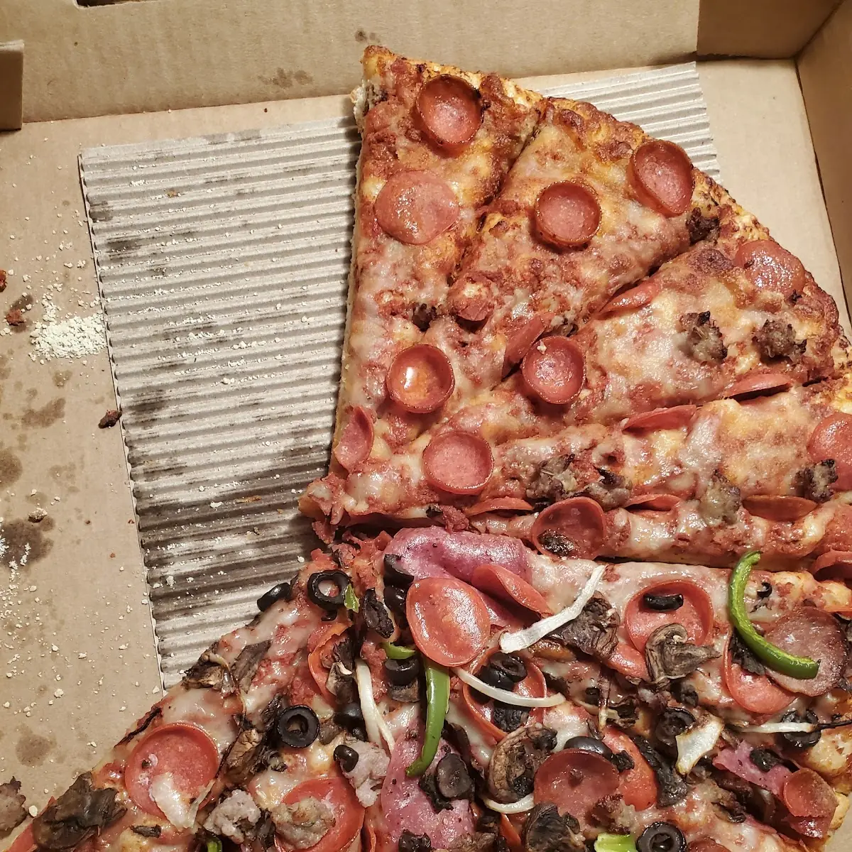 Half Combination Half Pepperoni Pizza