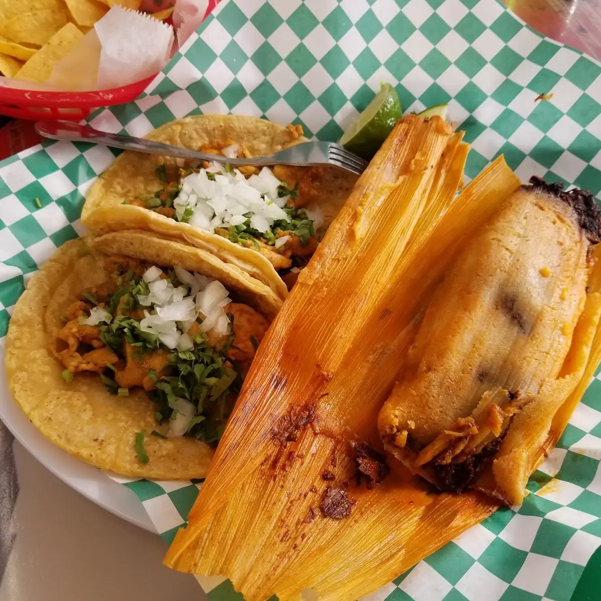 Chicken Tacos and a Chicken Tamales