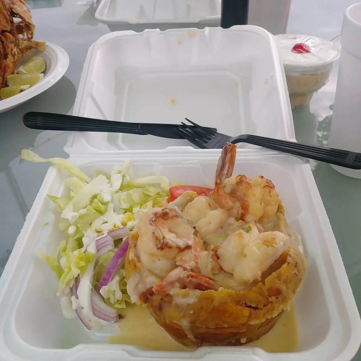 Mofongo Relleno D Camarones Al Ajillo