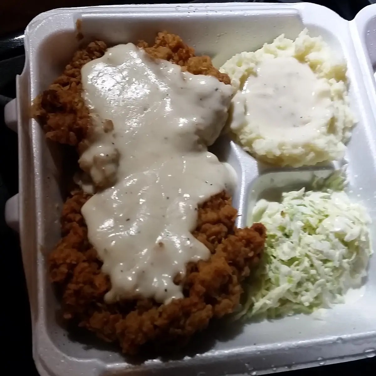 Chicken Fried Steak Mashed Potatoes and Cole Slaw