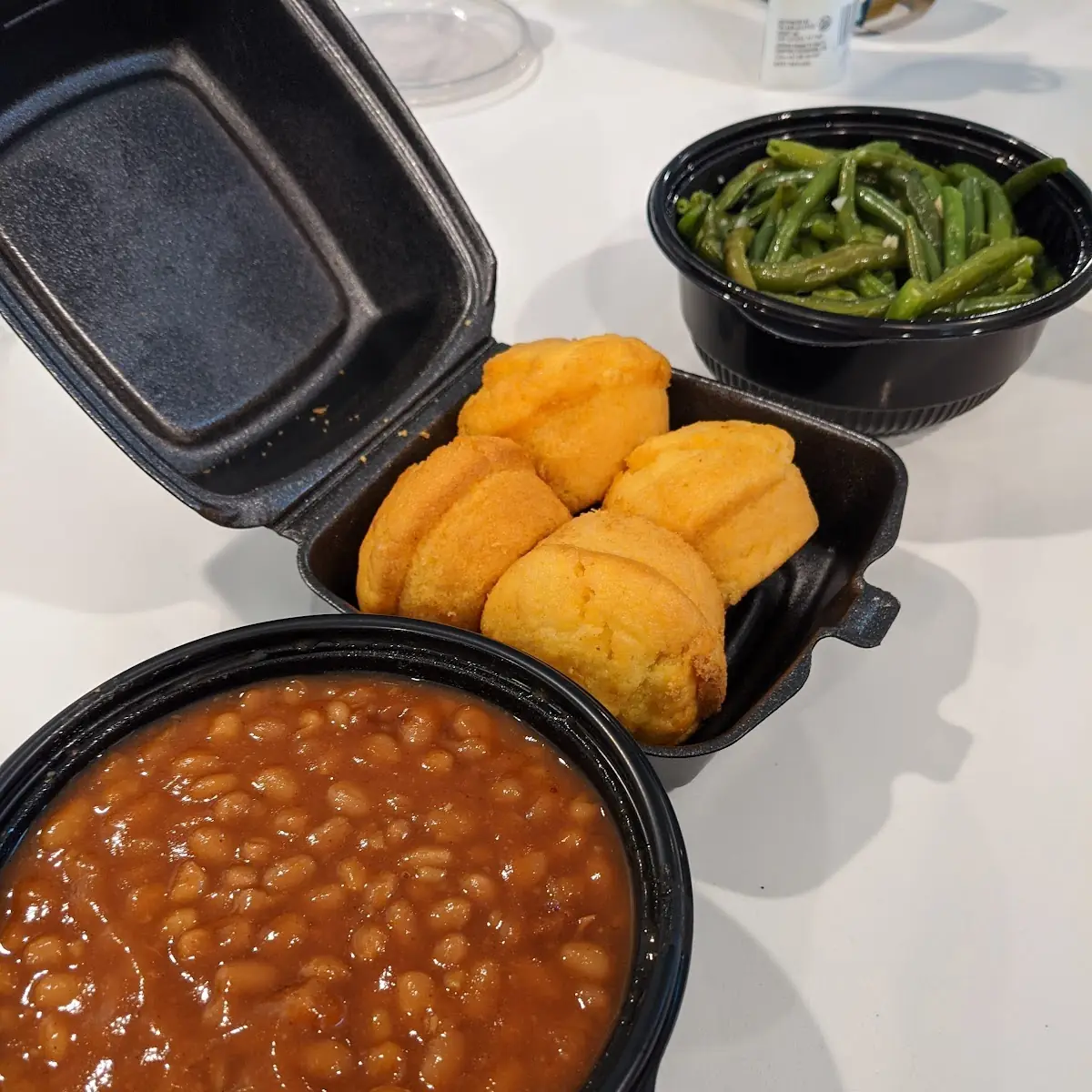 BBQ Beans Corn Bread Garlic Green Beans