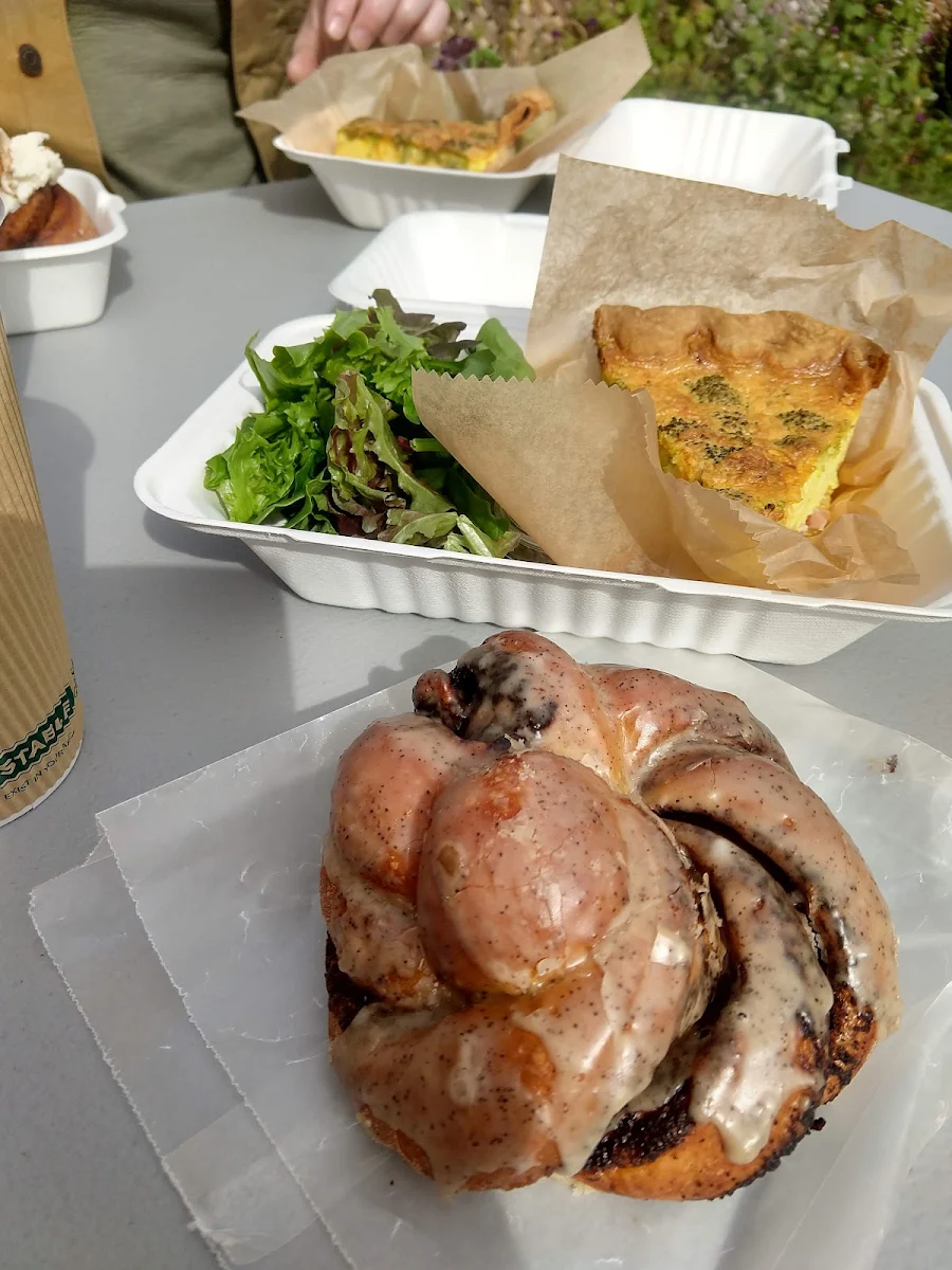 Mocha Swirl Bun and Broccoli Cheddar Quiche