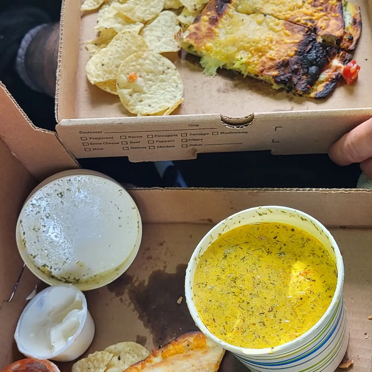 Red Pepper Soup & Chicken Pesto Quesadilla