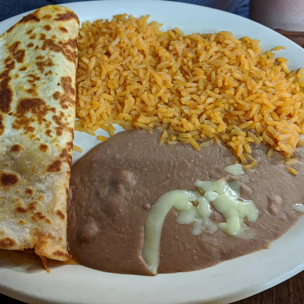 Cheese Quesadilla with Rice & Beans