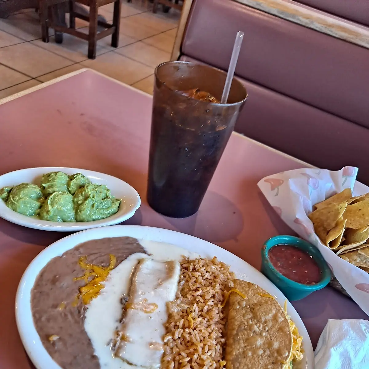Cheese Enchilada with Queso and a Taco Loco