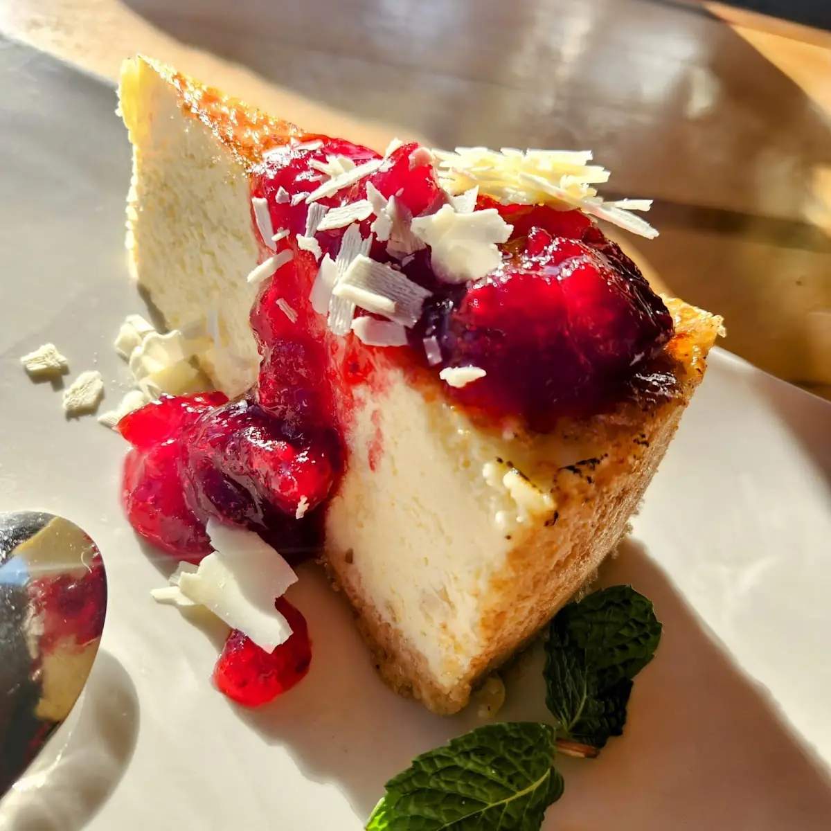 Peach Melba Creme Brulee Cheesecake