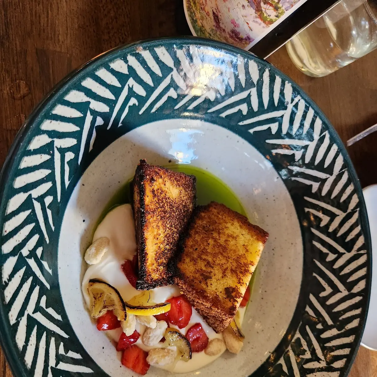 Olive Oil Cake with Strawberry Lemon and Almonds