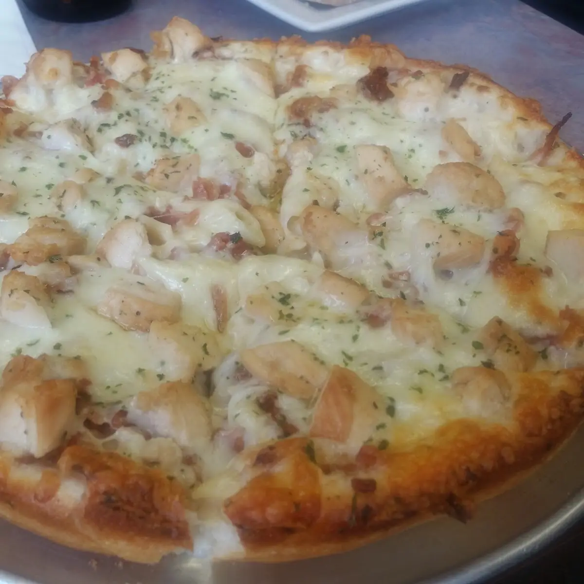 Chicken Bacon Ziti Alfredo Pizza