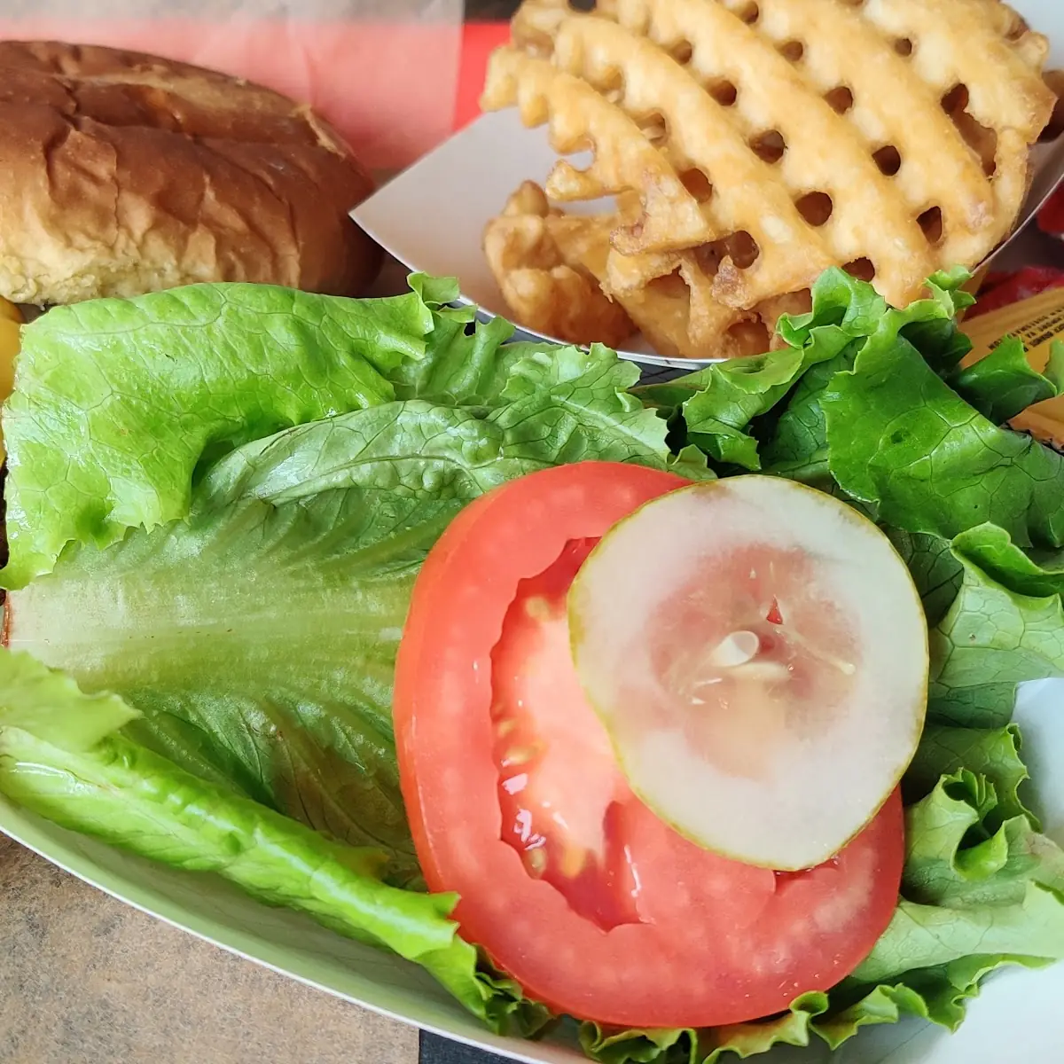 Double Cheese Burger with Waffle Fries