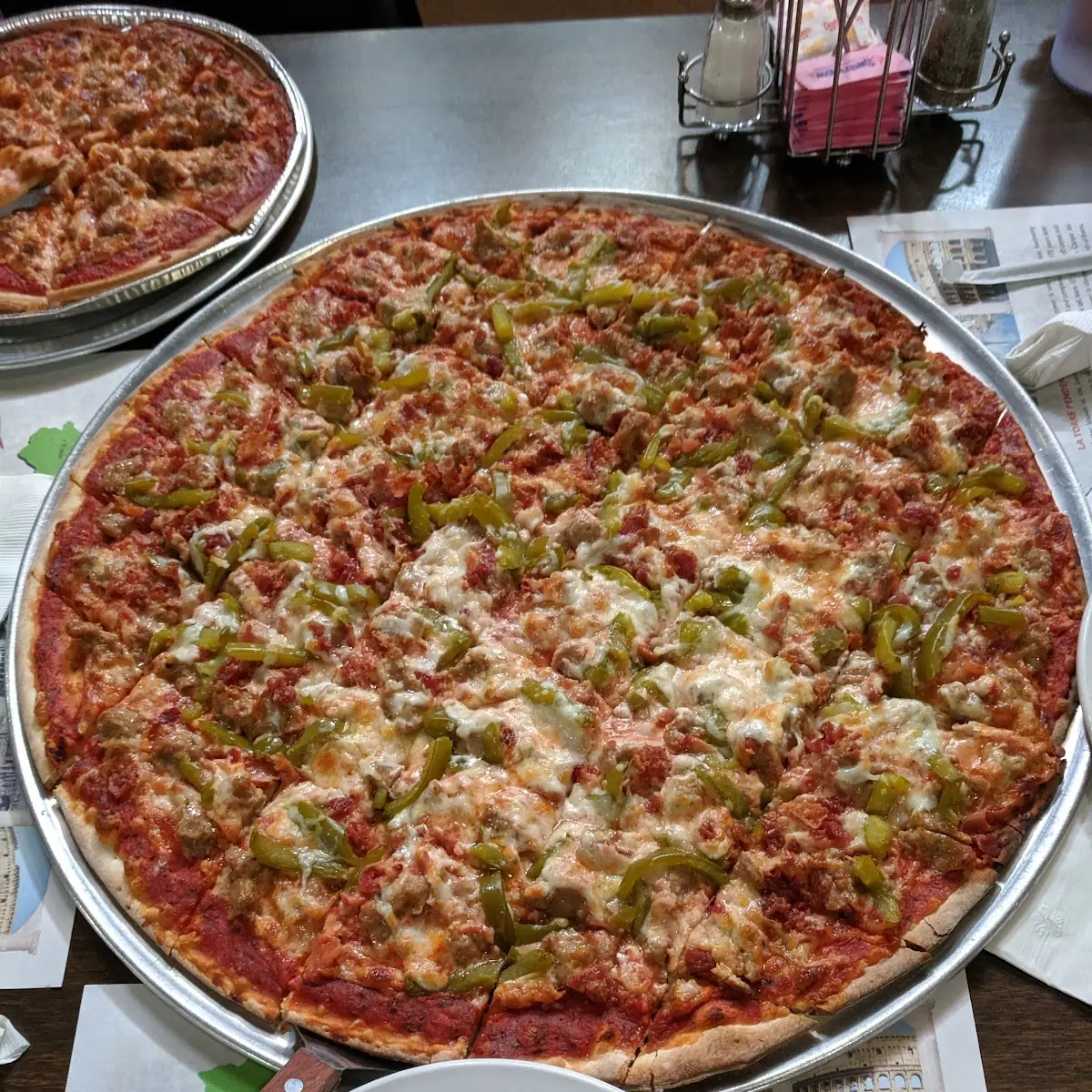 20 Thin Crust Pizza with Sausage Peppers and Bacon