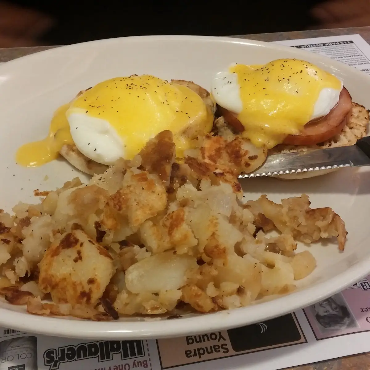 Home Fries with Overeasy Eggs on Top
