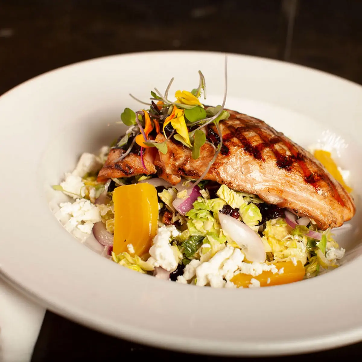Grilled Salmon & Prawn Risotto