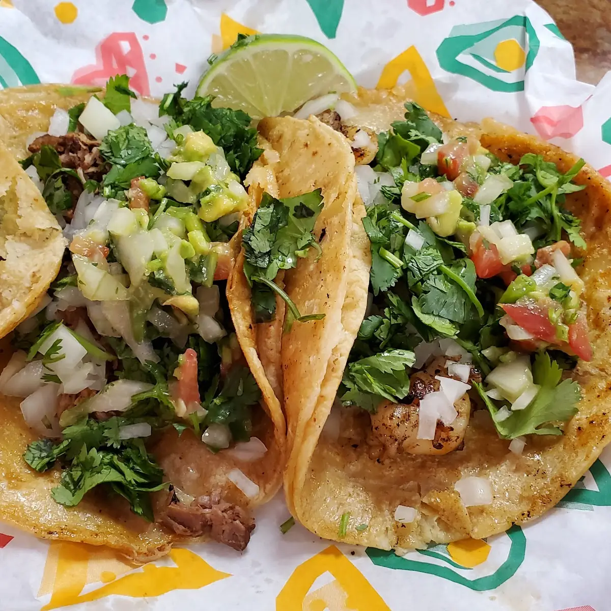 Carnitas and Shrimp Tacos