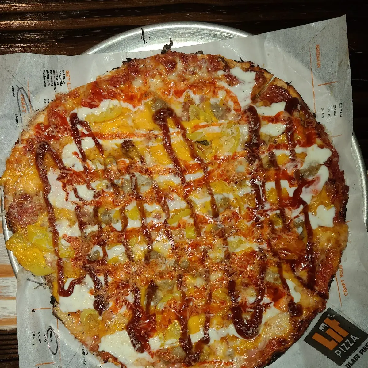 Pizza with BBQ Sauce Drizzle