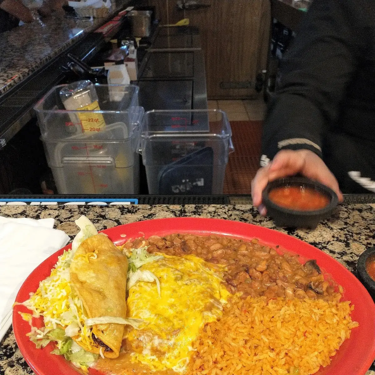 Chile Relleno with Taco Rice and Beans