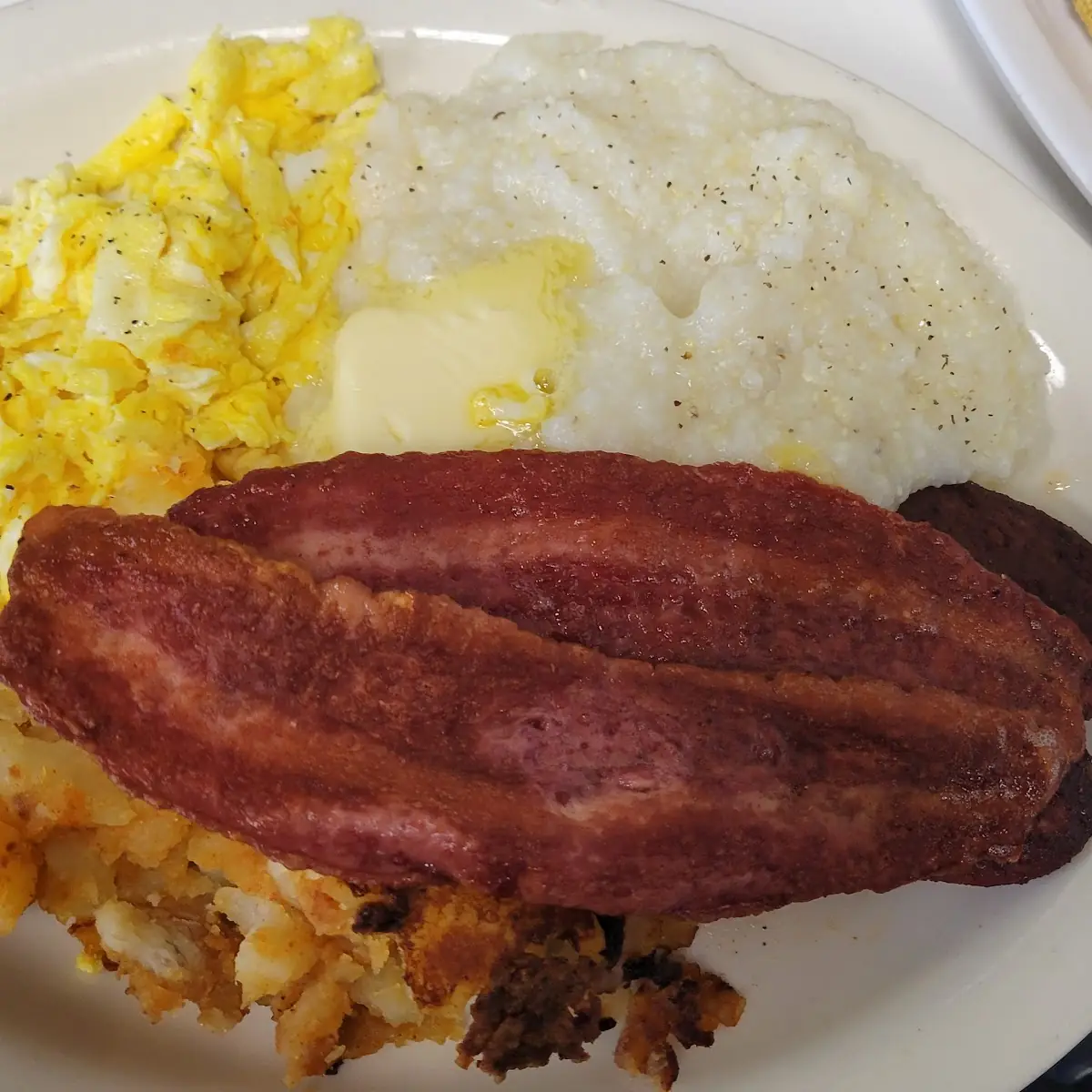 2 Scrambled Eggs with Home Fries and Turkey Bacon