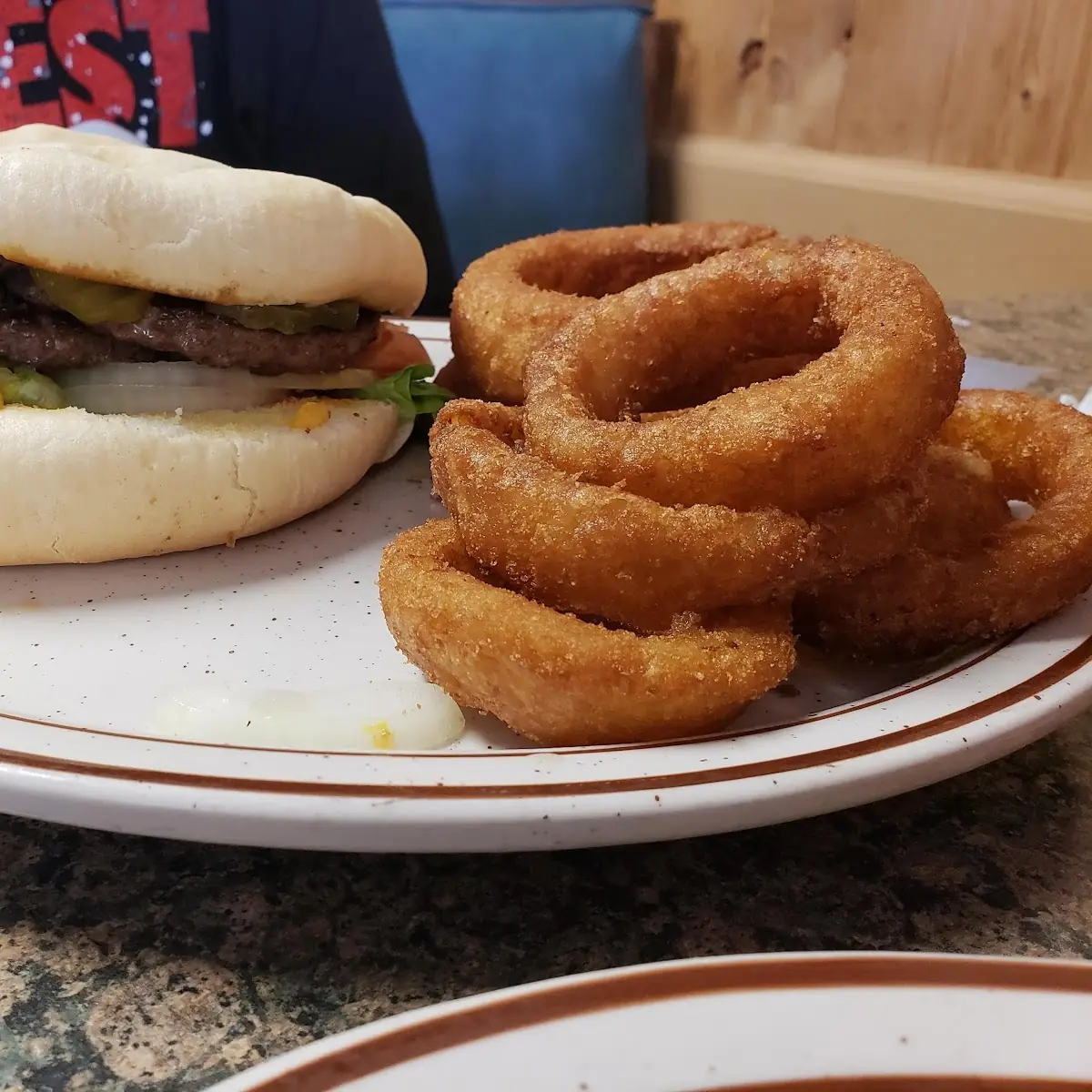 Triple Burger and Onion Rings