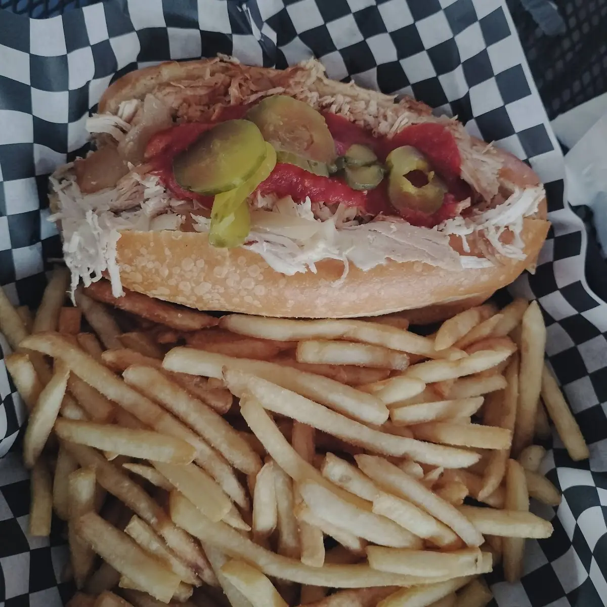 Chicken Cheese Steak and Fries
