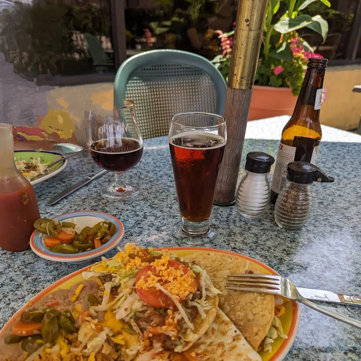Number 3 Combination with Beef Taco Enchilada Burrito and Tostada