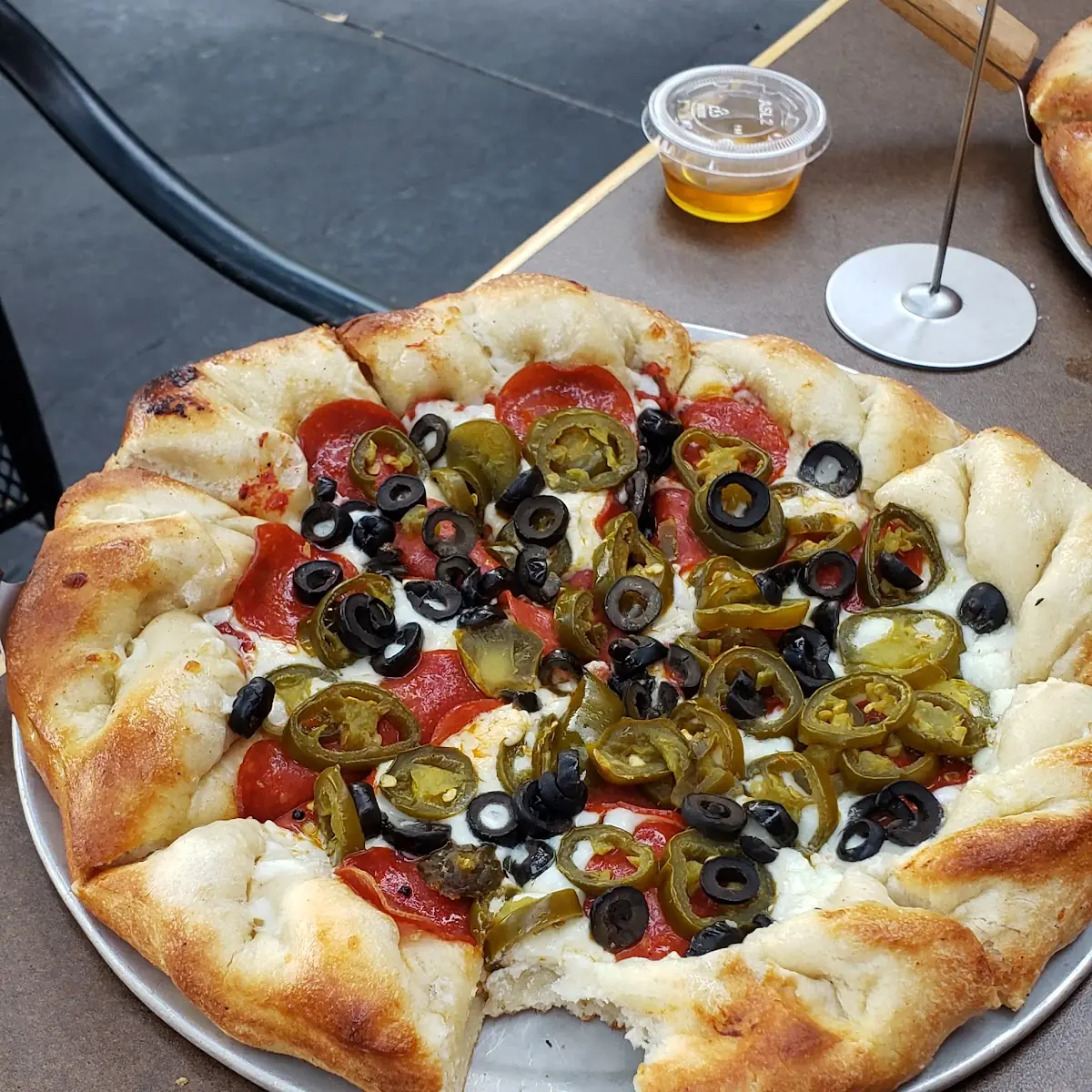 Jalapenos Black Olive and Pepperoni Pizza