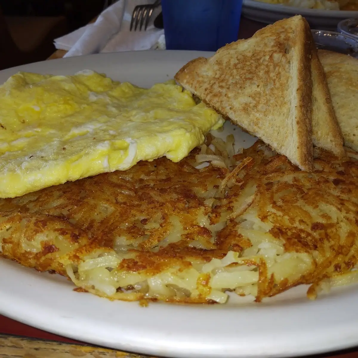 Hash Browns and Eggs with Toast