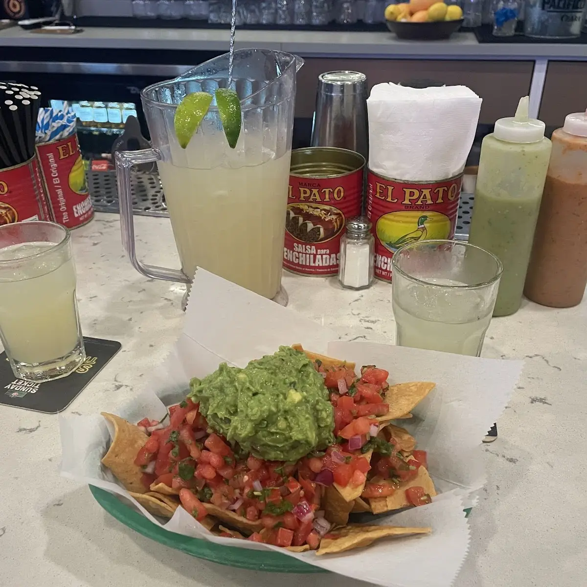 Chips Salsa and Guacamole Dip