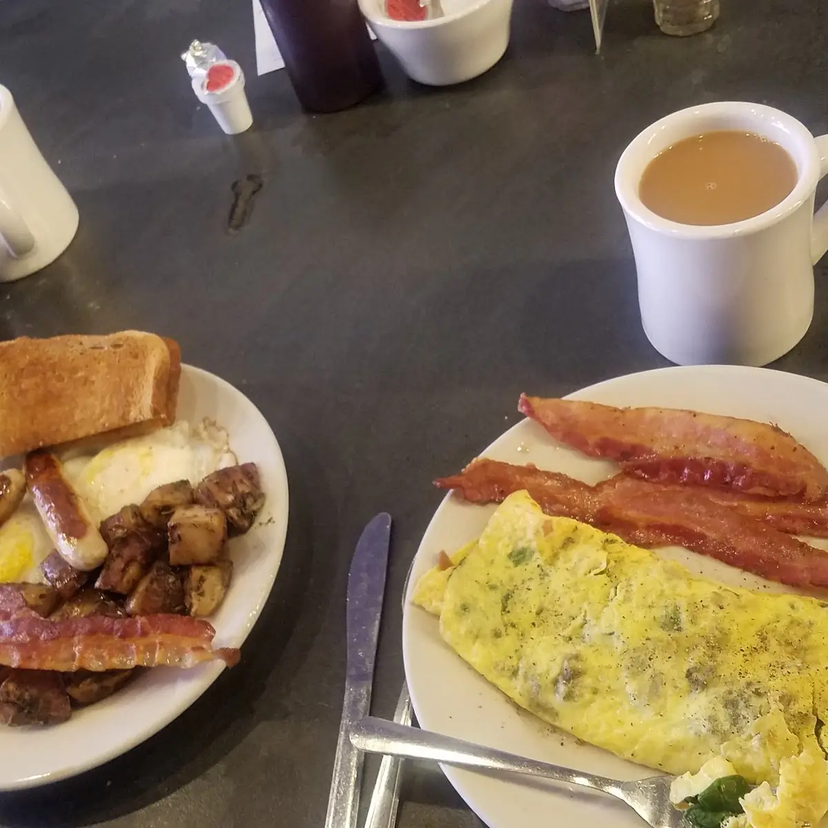 Hungry Man & 3x3 Omelet w Bacon