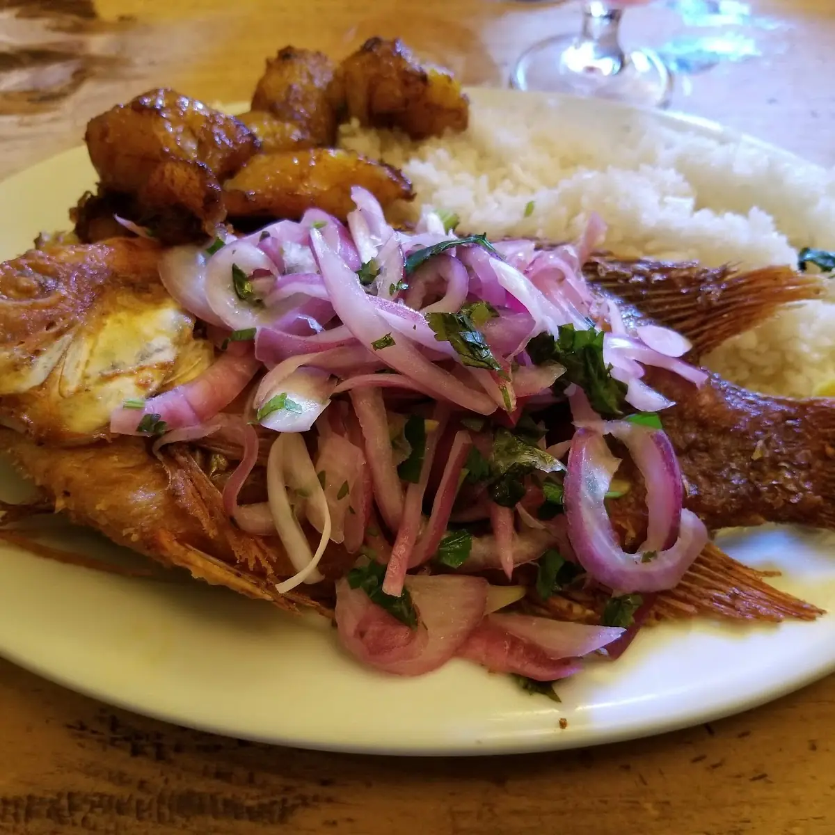 Red Snapper with Rice Beans and Salad