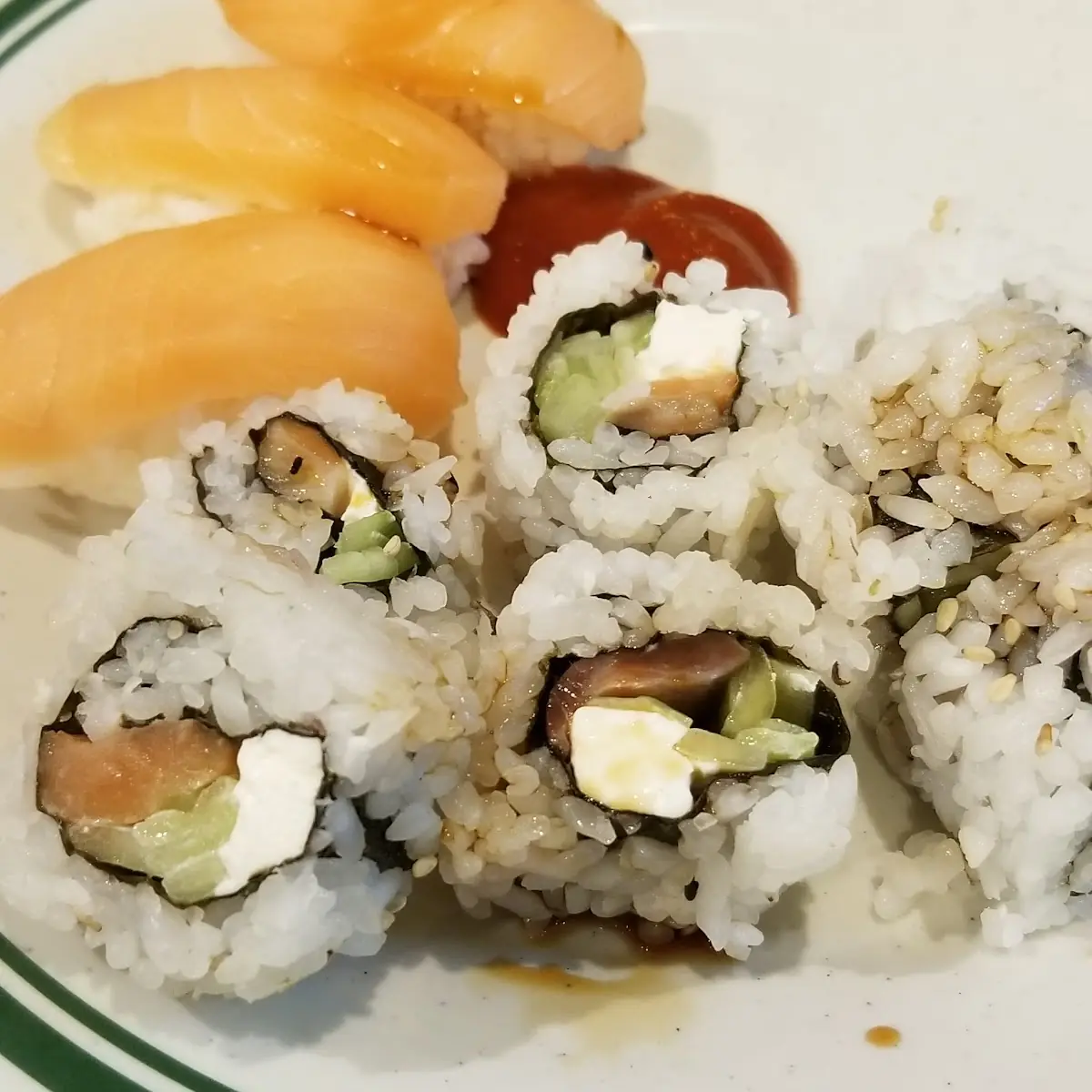 Sushi and Cheese Cake