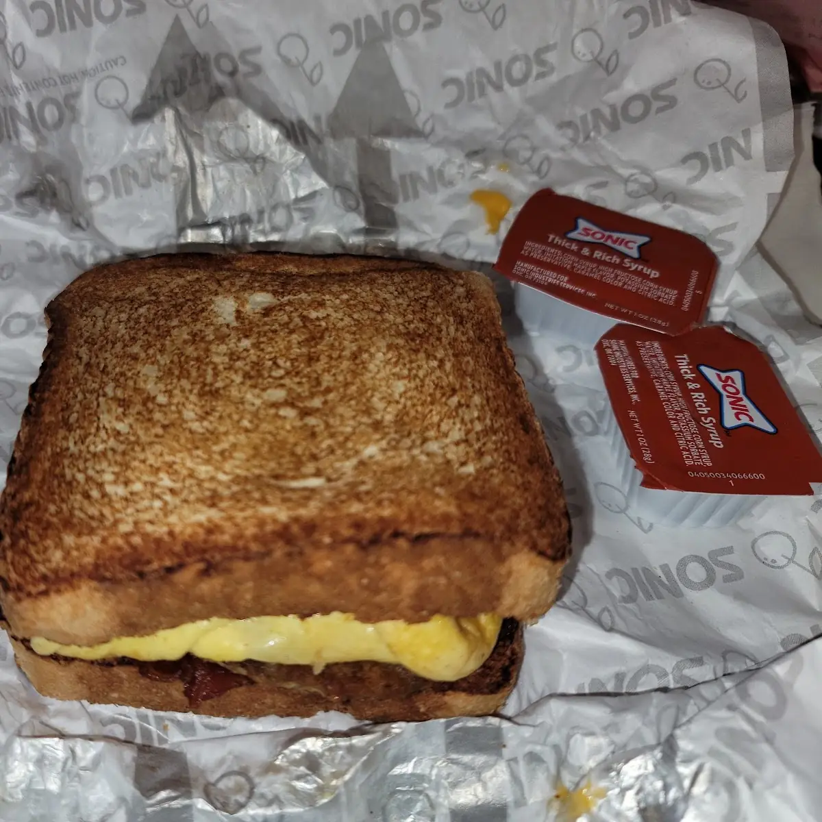 Sausage Egg& Cheese Breakfast Toaster w Extra Cheese & Bacon x2