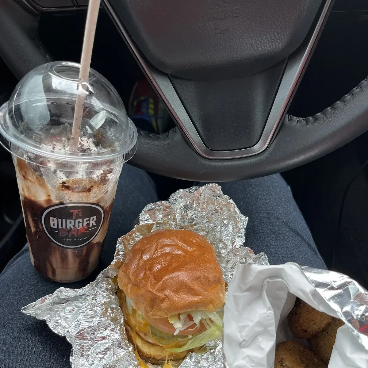 Salmon Burger Oreo Milkshake and Fried Dill Pickles